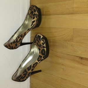 Guess cheetah printed platform heels